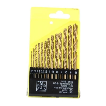 13 db titánbevonatú HSS fafúró spirálfúró készlet elektromos csavarhúzóhoz