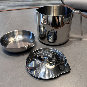 Posuda za ulje s poklopcem i mrežastim filtrom, 18/10 nehrđajući čelik, Earthworm