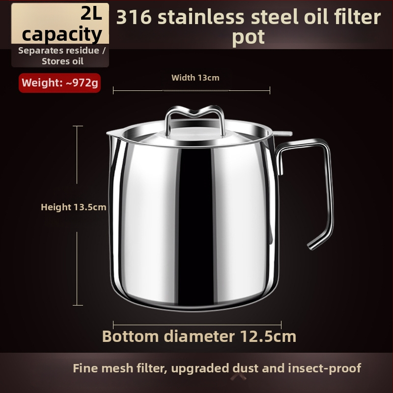 Nádoba na olej s vekom a filtrom s sieťkou, 18/10 nerezová oceľ, Earthworm