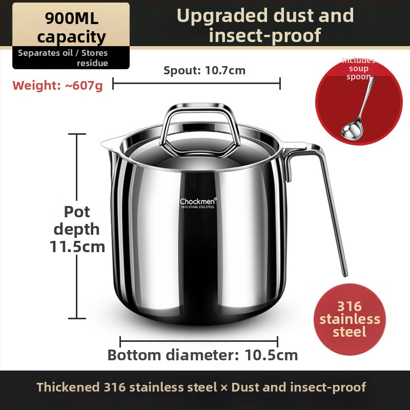 Nádoba na olej s vekom a filtrom s sieťkou, 18/10 nerezová oceľ, Earthworm