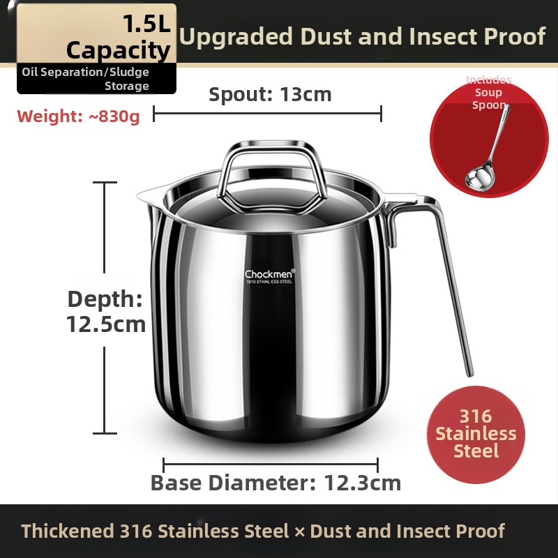 Nádoba na olej s vekom a filtrom s sieťkou, 18/10 nerezová oceľ, Earthworm