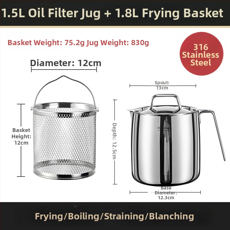 Nádoba na olej s vekom a filtrom s sieťkou, 18/10 nerezová oceľ, Earthworm