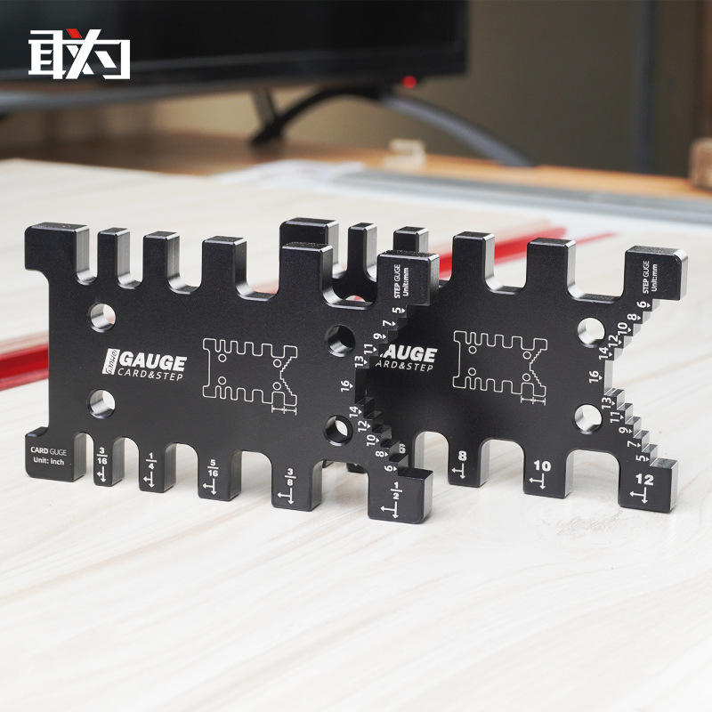 Woodworking tenon gauge with push stick, support, and mortise and tenon auxiliary tool