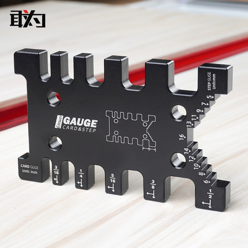 Woodworking tenon gauge with push stick, support, and mortise and tenon auxiliary tool