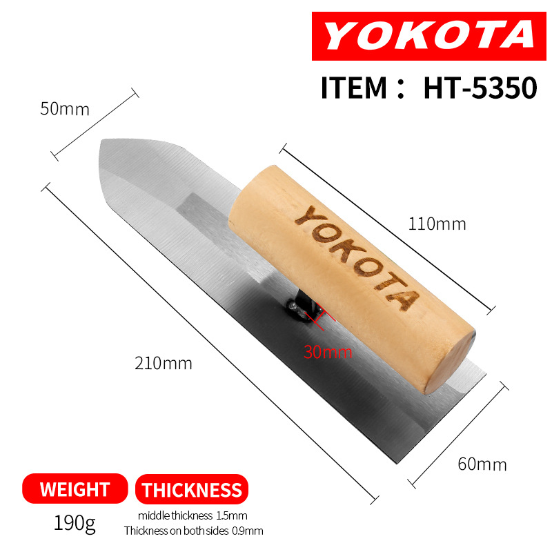 Yokota glettelő vas – japán stílusú acél, sík kivitel, ideális a téglázáshoz és falak simításához