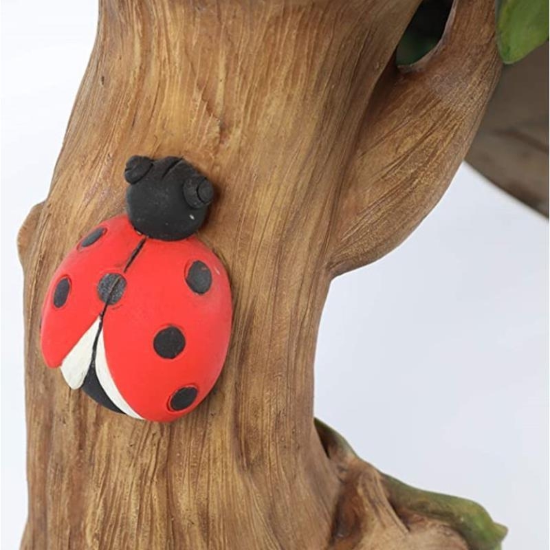 Gyanta kerti dísz madárvíz-forrással és napraforgó motívummal, kültéri szobor