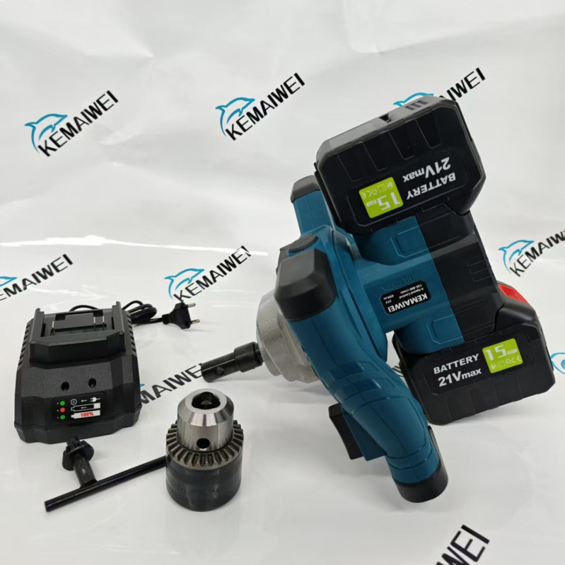 Kemaiwei Bežična bušilica s bez četkica, 21V Li‑ion baterija, dvije brzine, 13 mm samozaključavajuće čeljusti, pištoljski držač s podesivim kutem i funkcijom naprijed/natrag
