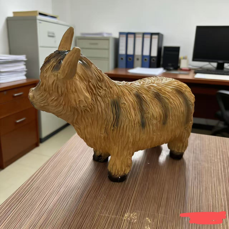 Figurină decorativă de vacă din rășină – luminoasă, brand Huiyi, stil Nou Chinezesc