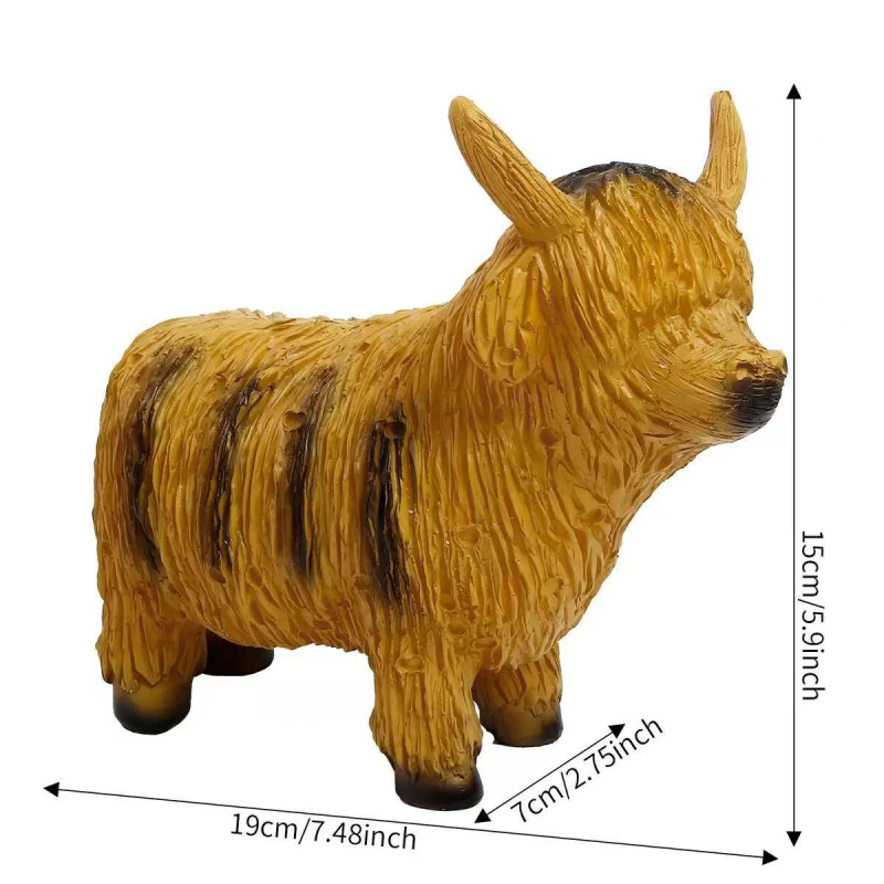 Figurină decorativă de vacă din rășină – luminoasă, brand Huiyi, stil Nou Chinezesc