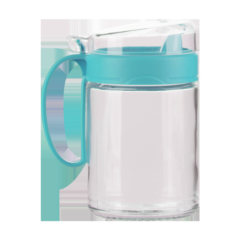 Camellia recipient din sticlă pentru ulei, capac cu deschidere automată, transparent, anti-praf, pentru bucătărie
