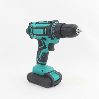 Pisztolytípusú vezeték nélküli fúró kefés motorral, Li-ion akkumulátor 18-21V, kétfokozatú sebesség, tokmány, előre/hátra forgás, fúráshoz és csavarozáshoz