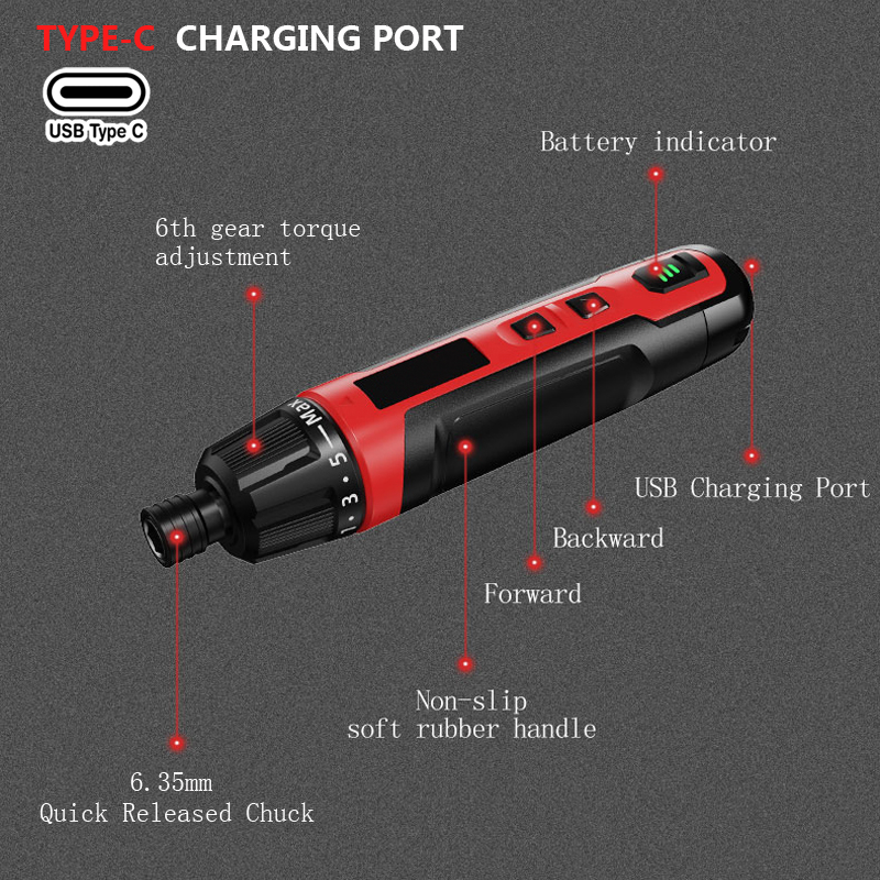6 sebességes nyomatékos elektromos csavarhúzó – kompakt, újratölthető lítium akkumulátoros, teljesen automata (Feszültség: 15V; Feszültség-tartomány: 3,6V)