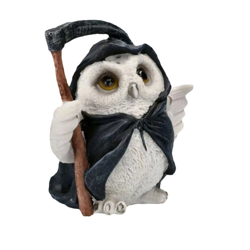 Ming Xu műgyanta bagoly kertfigurája – gyantaművészeti tárgy, kartoncsomagolás, ajándék számára