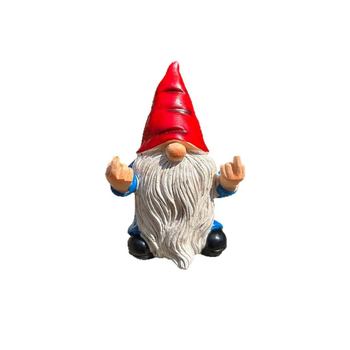 Kerti gnóm gyantából, középső ujj gesztussal, kültéri dísz, pásztor stílusú dizájn, kartonos csomagolás