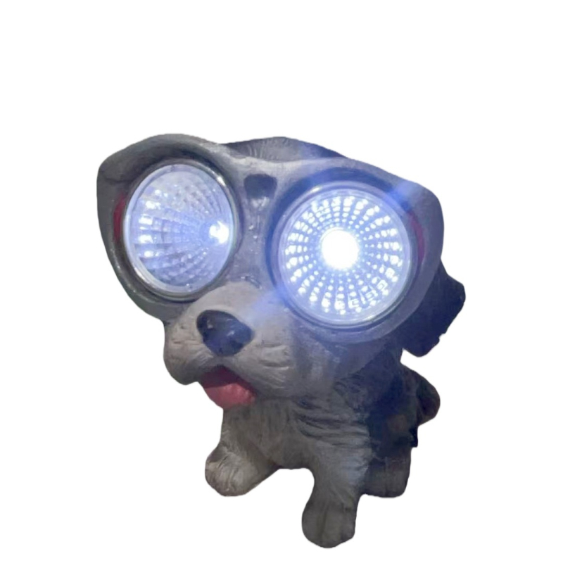 Napelemes Kis Kutya Lámpa — műgyanta kézműves, kültéri állatdekoráció, asztali és kerti hangulatvilágítás (Anyag: Szintetikus gyanta; Termékszám: Solar Small Dog; Kategória: Állat)