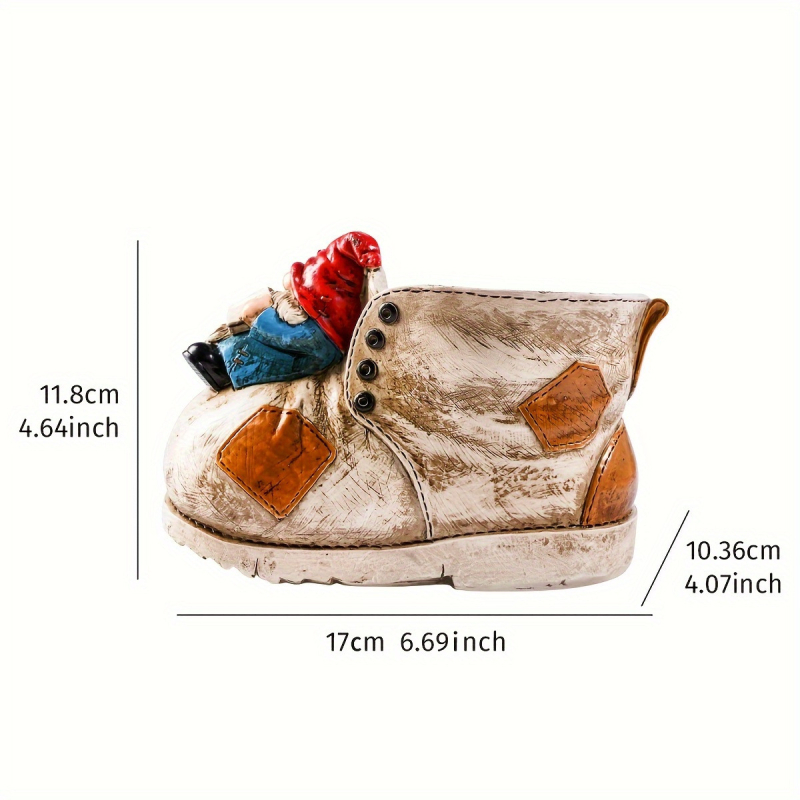 Törpe figura virágtartó pozsgásokhoz, gyantából készül, szintetikus gyanta, OPP csomagolás