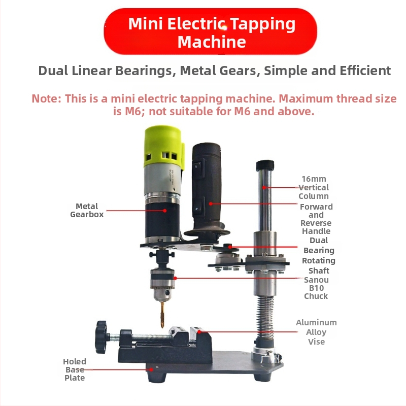 Prenosný elektrický závitovač, 22V, plynulá regulácia rýchlosti, viaceré funkcie spracovania závitov pre kov