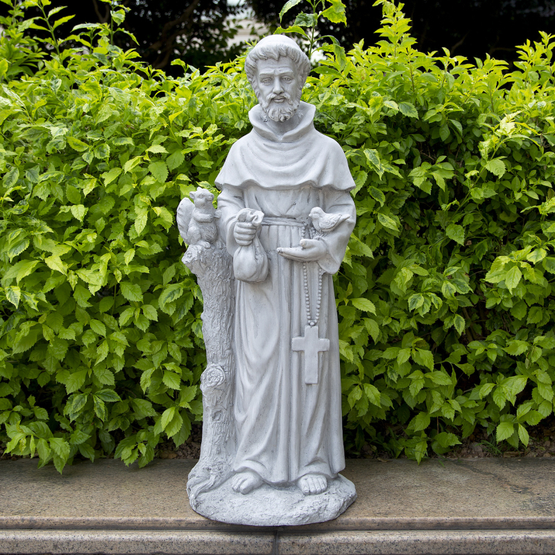 Európai stílusú vallási alak-szobor, magnézium-oxid anyagból, kültéri udvarra szánt padló-dekoráció, ajándékhoz is megfelelő