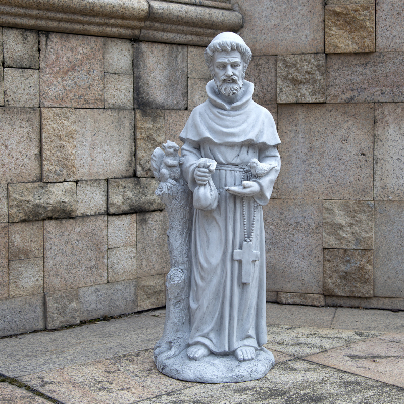 Európai stílusú vallási alak-szobor, magnézium-oxid anyagból, kültéri udvarra szánt padló-dekoráció, ajándékhoz is megfelelő