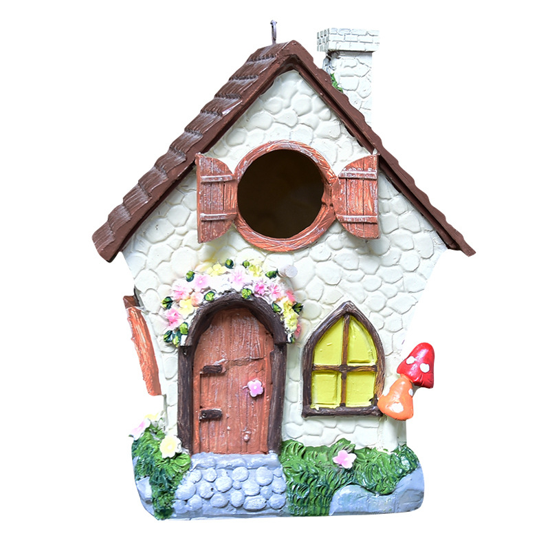 Viseći privjesak ptičja kućica od smole za vrt, dekoracija u karikaturnom stilu – poklon spreman