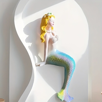 Sirena vrtna figurica – vanjska dekorativna figura od smole za vrt, terasu, dvorište, bazen ili akvarij, pastoralnog stila