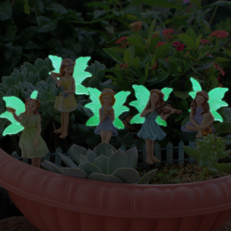 Fénylő kertészeti tündérszobor gyantából, kültéri dekoráció, pastoriális stílus, gravírozás és polírozás