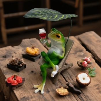 Gyanta rajzfilm béka kerti dekoráció, Scandinavian márka, Francia vidéki stílus, termék szám 7816