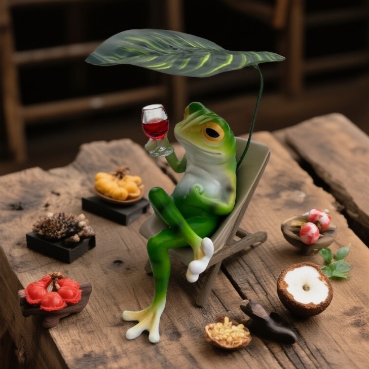 Gyanta rajzfilm béka kerti dekoráció, Scandinavian márka, Francia vidéki stílus, termék szám 7816