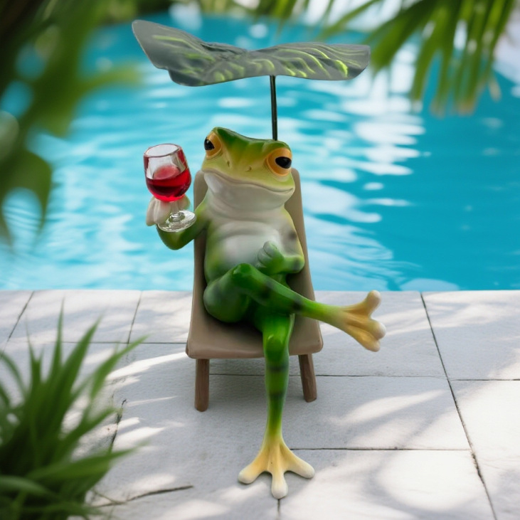 Gyanta rajzfilm béka kerti dekoráció, Scandinavian márka, Francia vidéki stílus, termék szám 7816