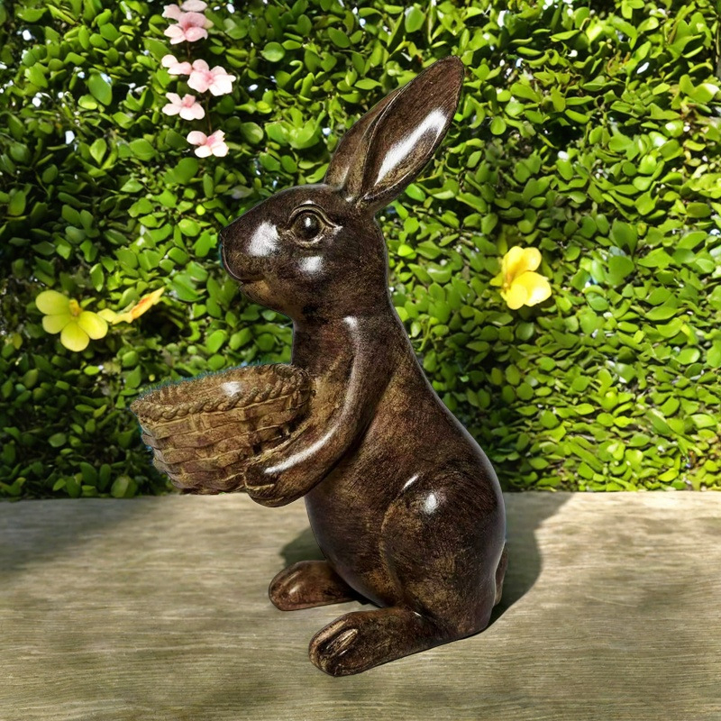 Vrtna statua zeca od smole s posudom za cvijeće, pastoralni stil, Rabbit e, kartonska ambalaža