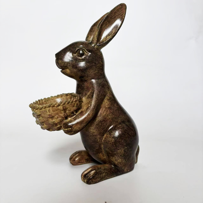 Vrtna statua zeca od smole s posudom za cvijeće, pastoralni stil, Rabbit e, kartonska ambalaža