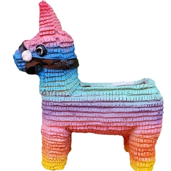 Gyantából készült asztali dekorfigura – szivárványos póni sukulent cseréphez