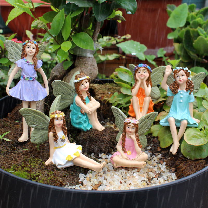 Mini dekoracija od smole za vrt – Pastoralni stil, IP ovlaštenje Flower Fairy (Umetničko djelo)