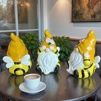 Európai stílusú méhecske törpe díszfigura gyantából See No Evil, Hear No Evil, Speak No Evil