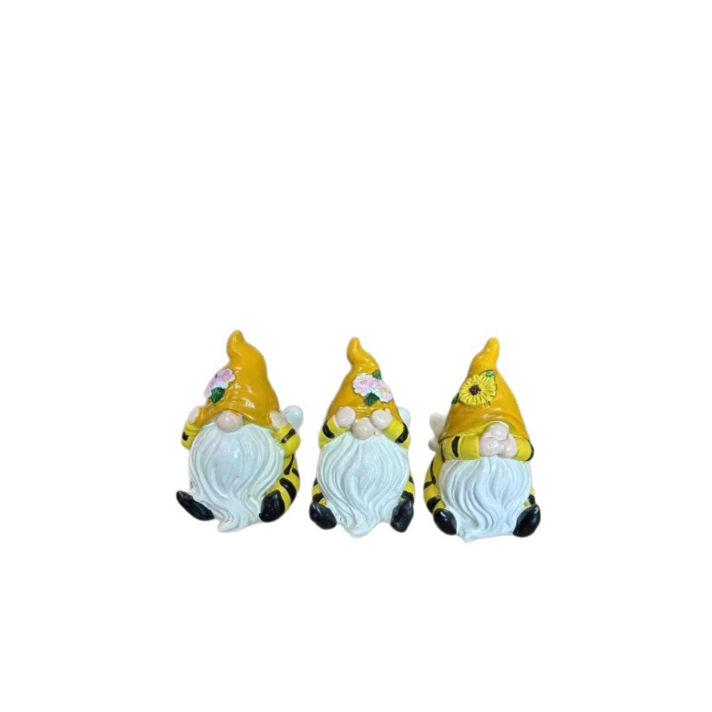 Európai stílusú méhecske törpe díszfigura gyantából See No Evil, Hear No Evil, Speak No Evil