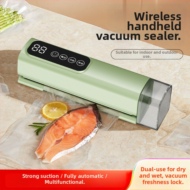 Háztartási vezeték nélküli vákuumzáró készülék – teljesen automata, digitális kijelző, újratölthető, ABS ház