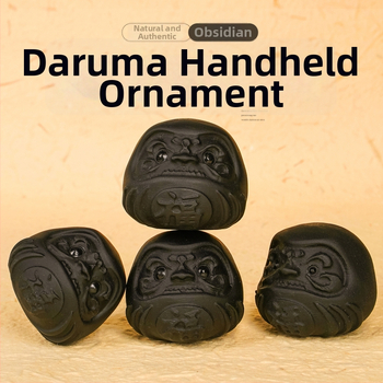 Prirodni kristalni obsidijan Daruma — ručno držani ukras