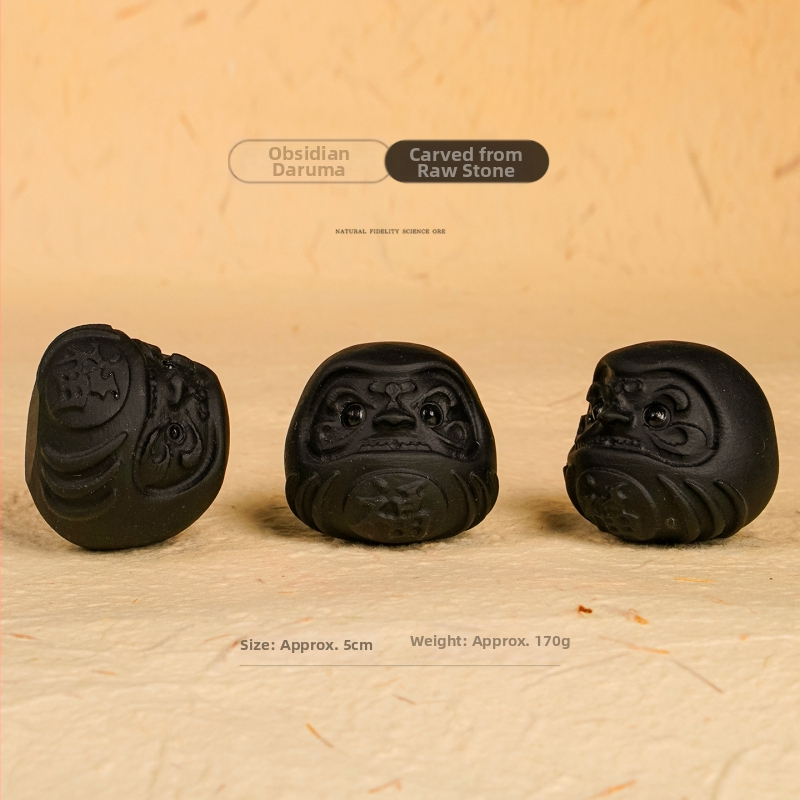 Prirodni kristalni obsidijan Daruma — ručno držani ukras