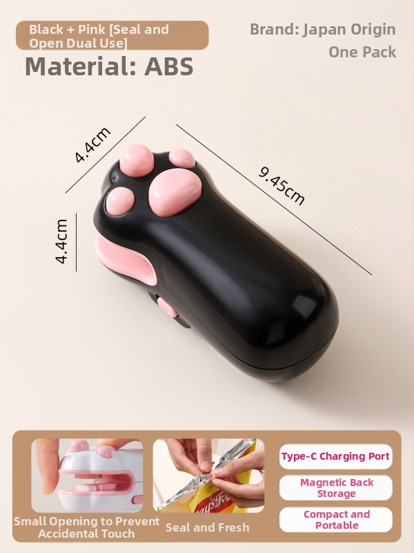 Prenosný magnetický zatvárač na vrecká so snackmi, dvojfunkčný, nabíjateľný