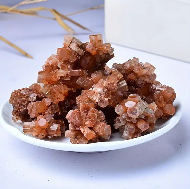 Clustere de cristale – aragonit și labradorit, mineral spar, piatră de vizualizare geometrică, ambalaj PP