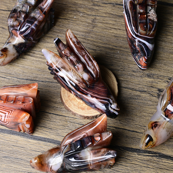 Cap de dragon Sardonyx – figurină din piatră (piatră brută, cristal, decor pentru casă lustruit)