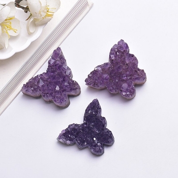 Ornament din ciorchine de ametist în formă de fluture, sculptură geometrică din cristal de la Kunyou Jewelry, ambalat într-o pungă PP individuală