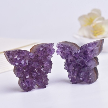 Ornament din ciorchine de ametist în formă de fluture, sculptură geometrică din cristal de la Kunyou Jewelry, ambalat într-o pungă PP individuală