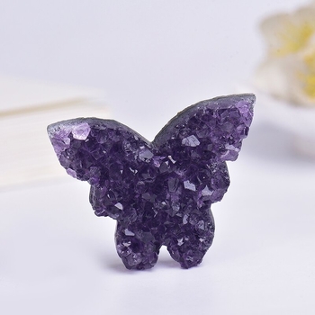 Ornament din ciorchine de ametist în formă de fluture, sculptură geometrică din cristal de la Kunyou Jewelry, ambalat într-o pungă PP individuală