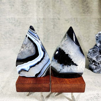 Ornament din crystal geode – stil geometric modern minimalist, cristal de cuarț roz, ambalaj PP în pungă