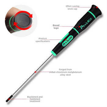 Κατσαβίδι ακρίβειας Pro'skit/Baogong, κράμα χρωμιοβανδιομολυβδενιο, λαβή PP+TPR, χωρίς μόνωση, μη μαγνητικό, 20 g