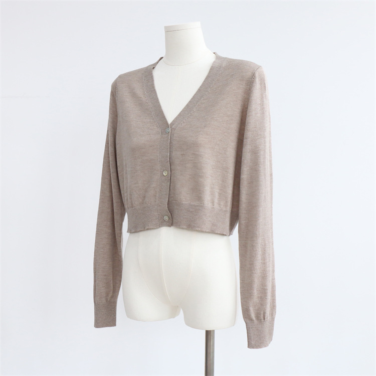 Cardigan din lână – amestec, guler în V, mâneci lungi, croială lejeră — sezon toamnă/iarnă