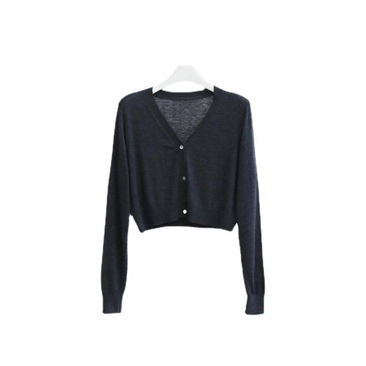 Cardigan din lână – amestec, guler în V, mâneci lungi, croială lejeră — sezon toamnă/iarnă