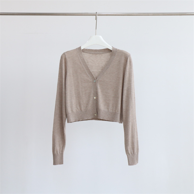 Cardigan din lână – amestec, guler în V, mâneci lungi, croială lejeră — sezon toamnă/iarnă