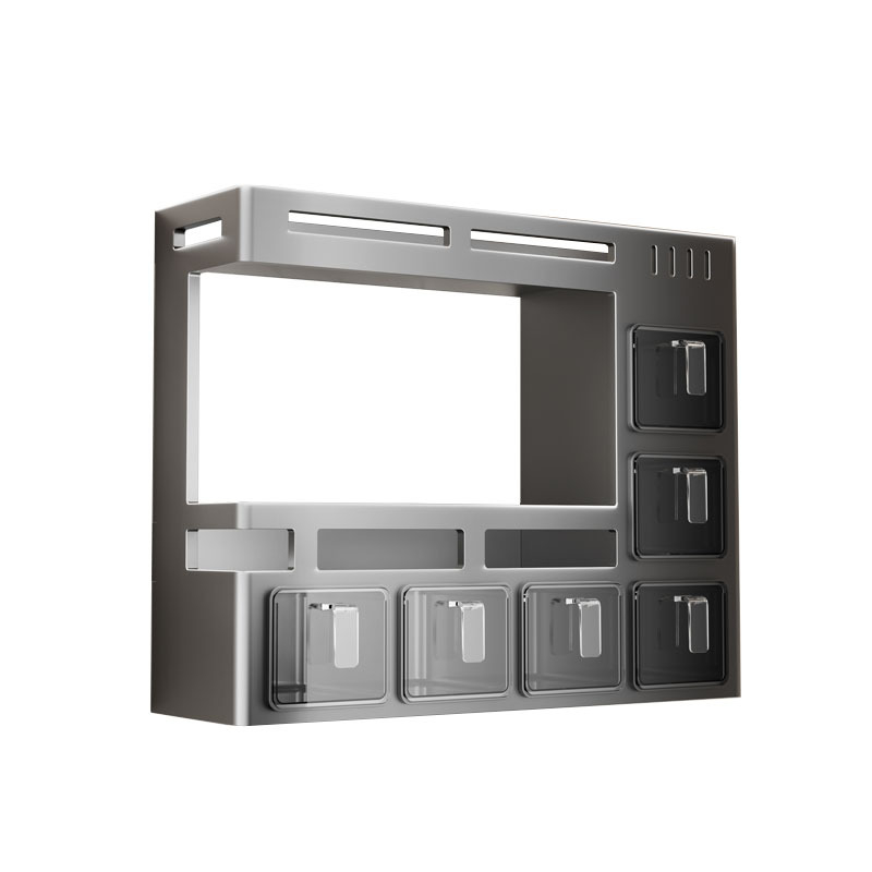 Odyssk zidni stalak za začine od karbonskog čelika, bez bušenja, moderni minimalistički stil, za ulje, sol, umak i ocat